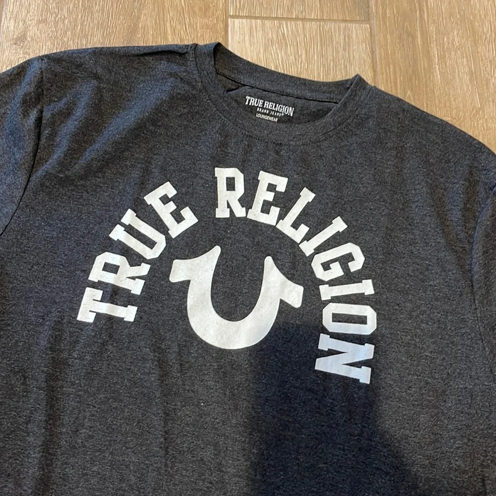 True Religion Charcoal/White Loungewear Tee Tee LARGE